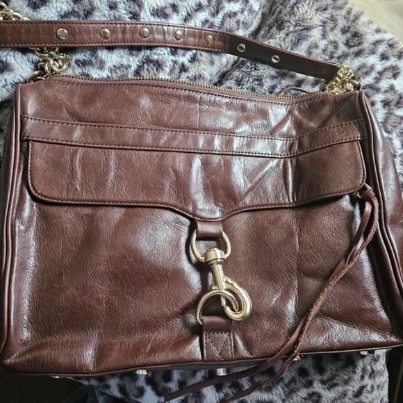 Rebecca Minkoff | XL Chocolate Brown Leather MAC Daddy Shoulder Crossbody Bag - Picture 2 of 5